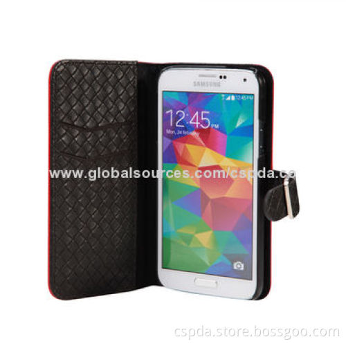 Book Style Leather Cases for Samsung Galaxy S5 with Card Slots and Clasp